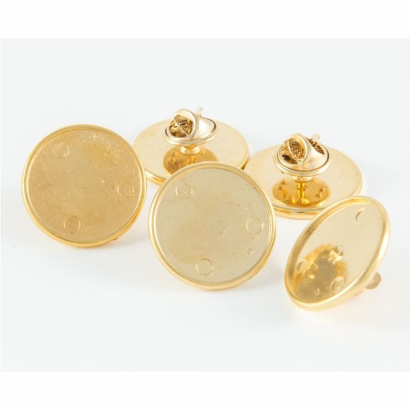 Premium Badge Blank round 18mm gold clutch and clear dome